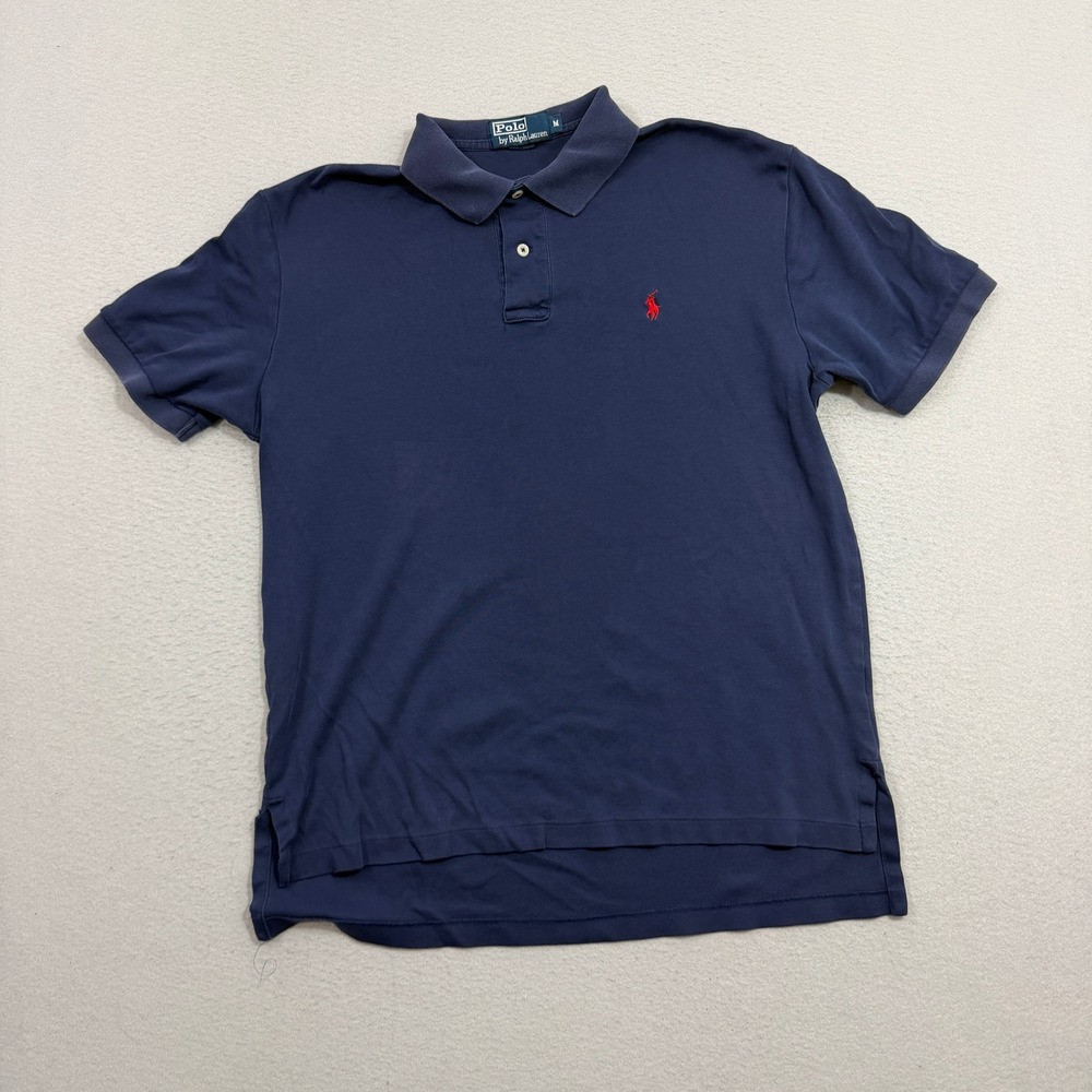 Polo Ralph Lauren Shirt Medium Navy Blue Classic Fit Short Sleeve Pony Cotton